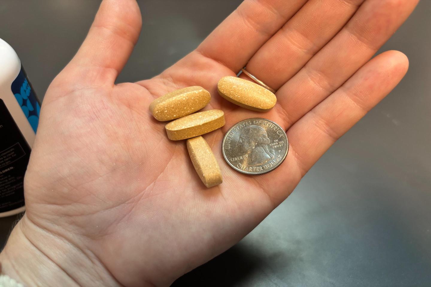 Our tester holds a few testosterone booster tablets