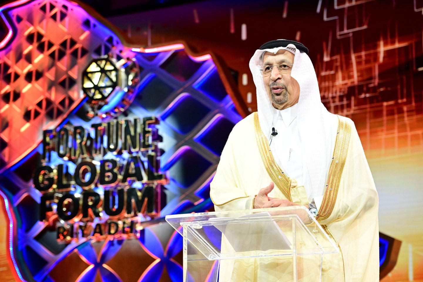 H.E. Khalid A. Al-Falih, Minister of Investment, Kingdom of Saudi Arabia speaks at Fortune Global Forum.