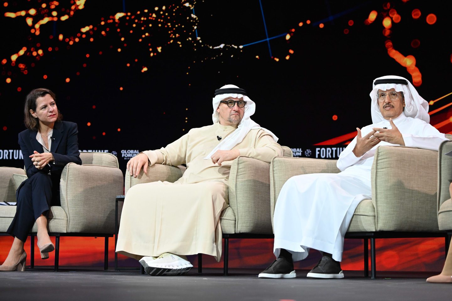 Three panelists at the Fortune Global Forum