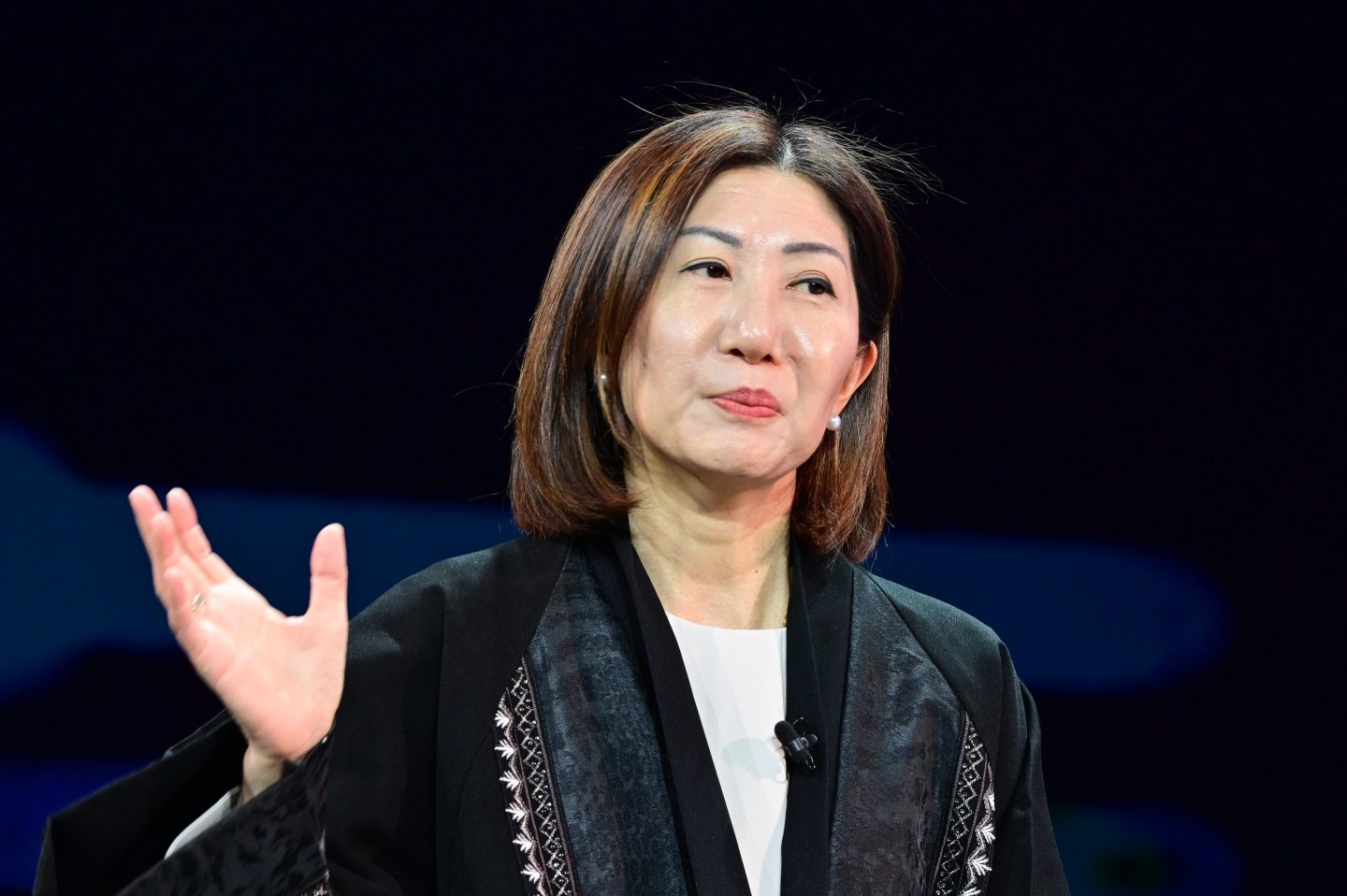 HKEX CEO Bonnie Chan speaking at the Fortune Global Forum in Riyadh, Saudi Arabia, on Oct. 27, 2025.