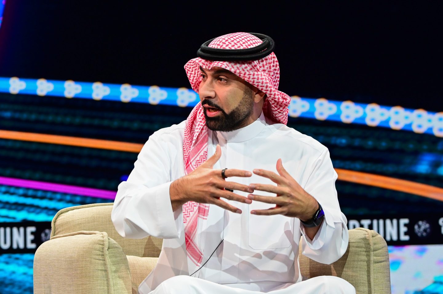 Chairman of the Saudi Conventions and Exhibitions General Authority, H.E. Fahd Al Rasheed speaks at the 2025 Fortune Global Forum in Riyadh.