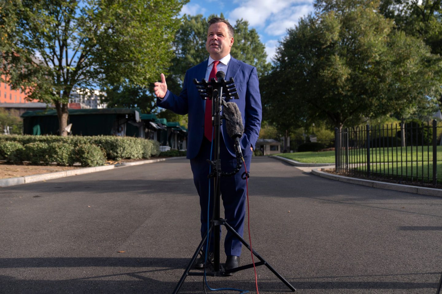 Director of the Federal Housing Finance Agency Bill Pulte speaks with reporters at the White House on Sept. 2.