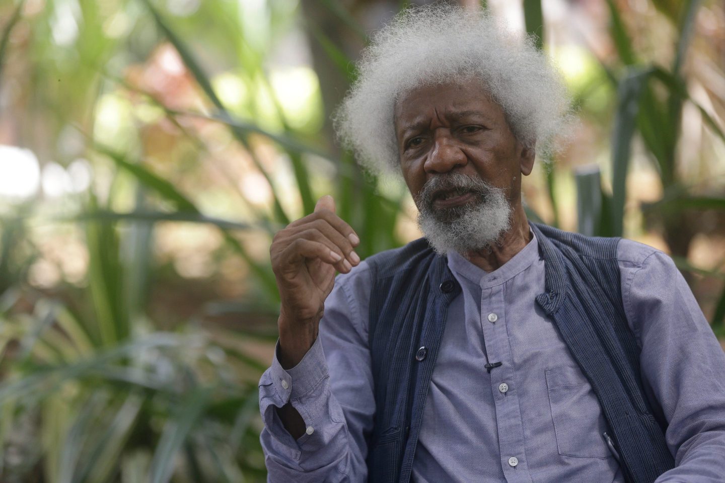 Nobel Laureate Wole Soyinka, pictured in 2021, says his his non-resident visa to enter the United States had been rejected.