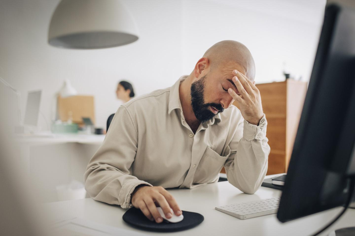 Tired desk worker