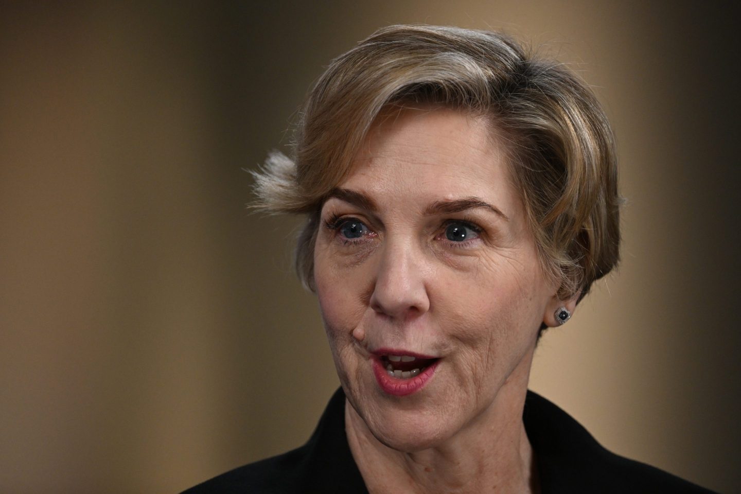 Robyn Denholm speaks in an interview