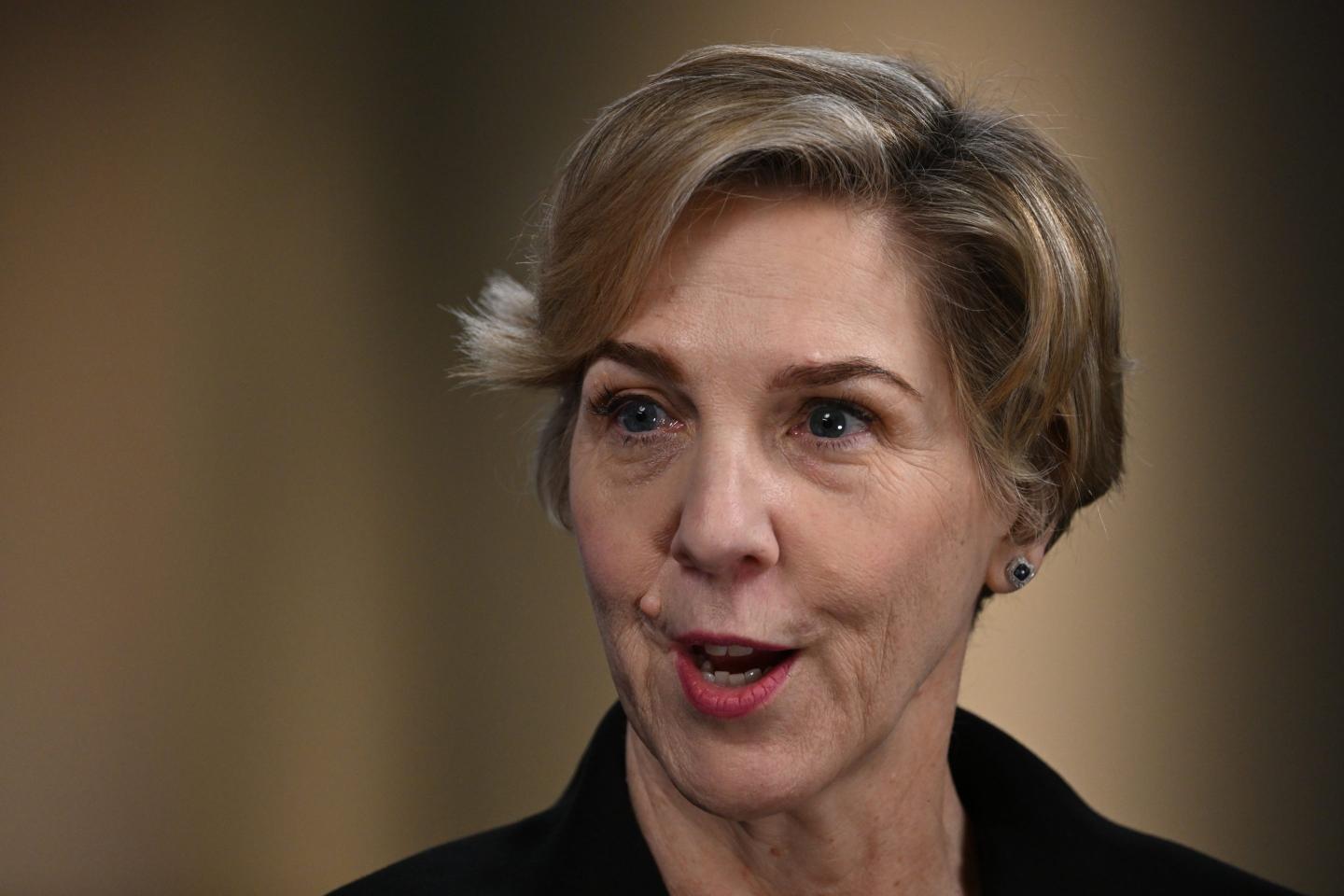 Robyn Denholm speaks in an interview