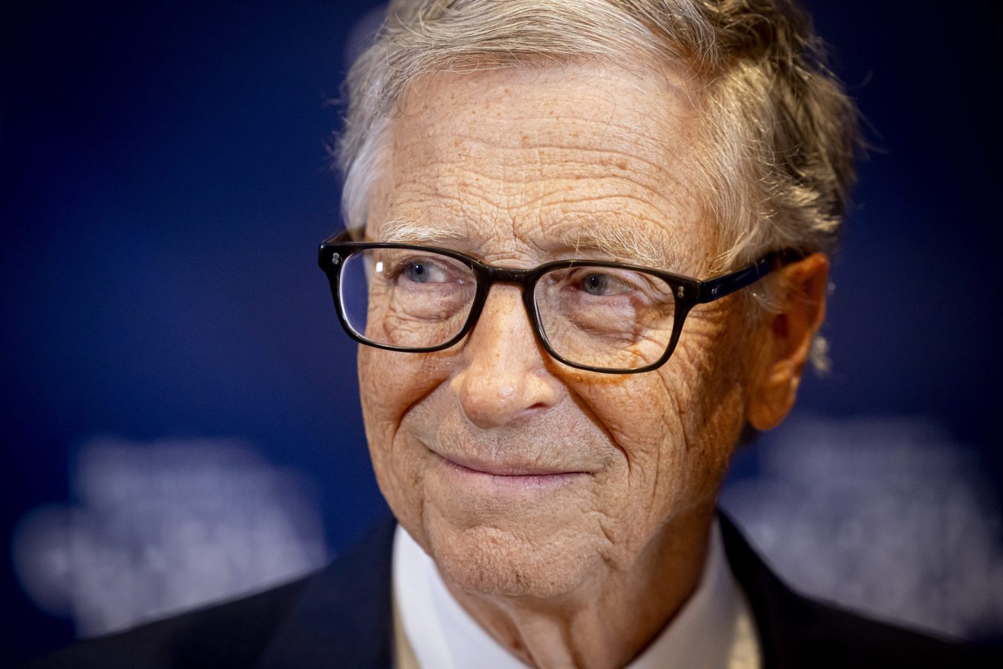 A close-up of Bill Gates' face