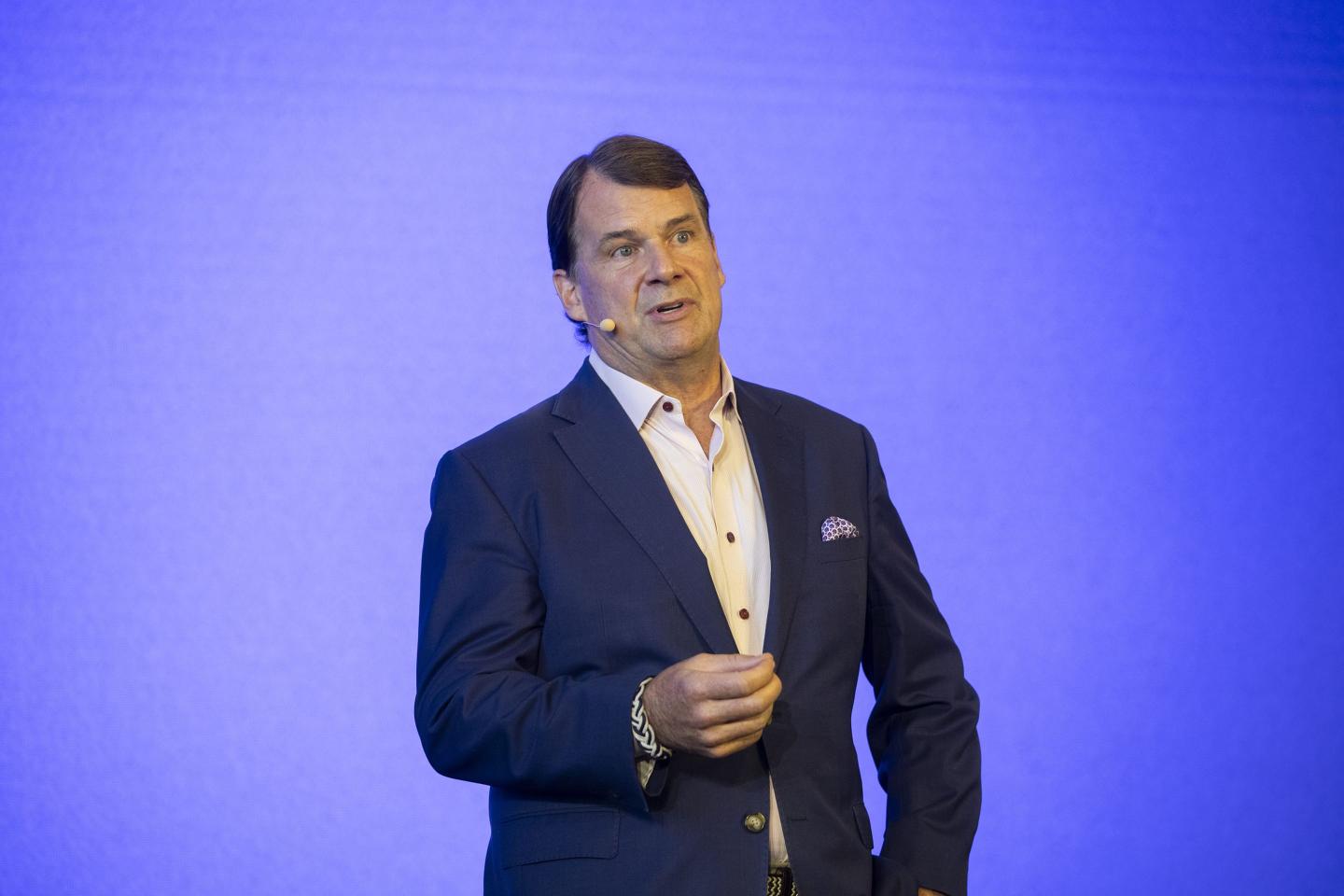 Jim Farley, President and CEO of Ford Motor Company, speaks at a Ford Pro Accelerate event on September 30, 2025 in Detroit, Michigan.