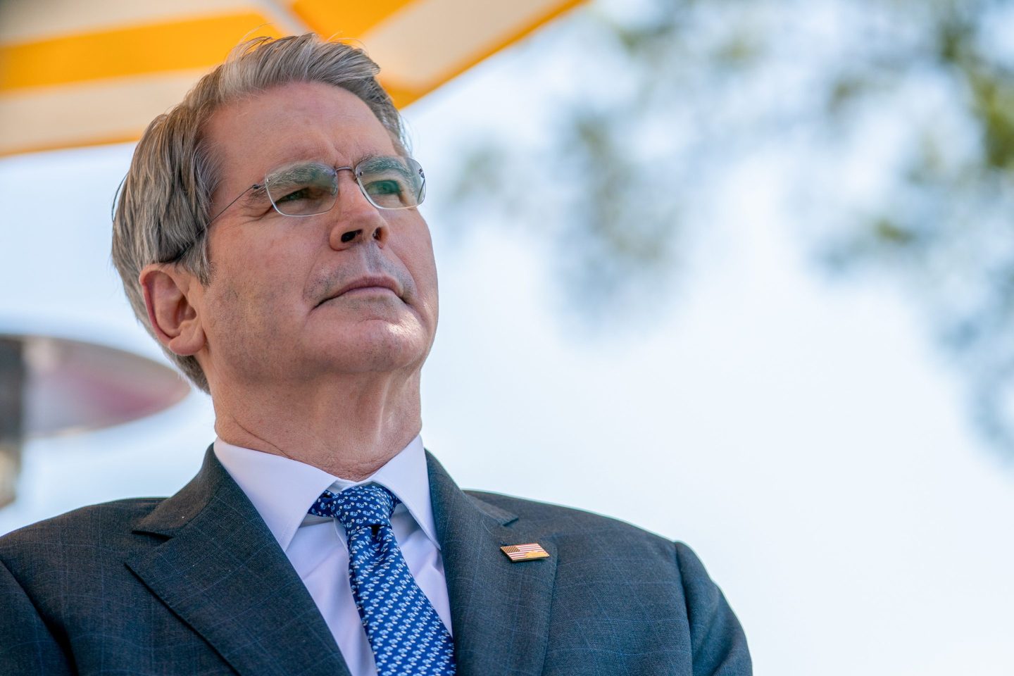 Scott Bessent during a lunch with Republican senators in the Rose Garden of the White House on Oct. 21.