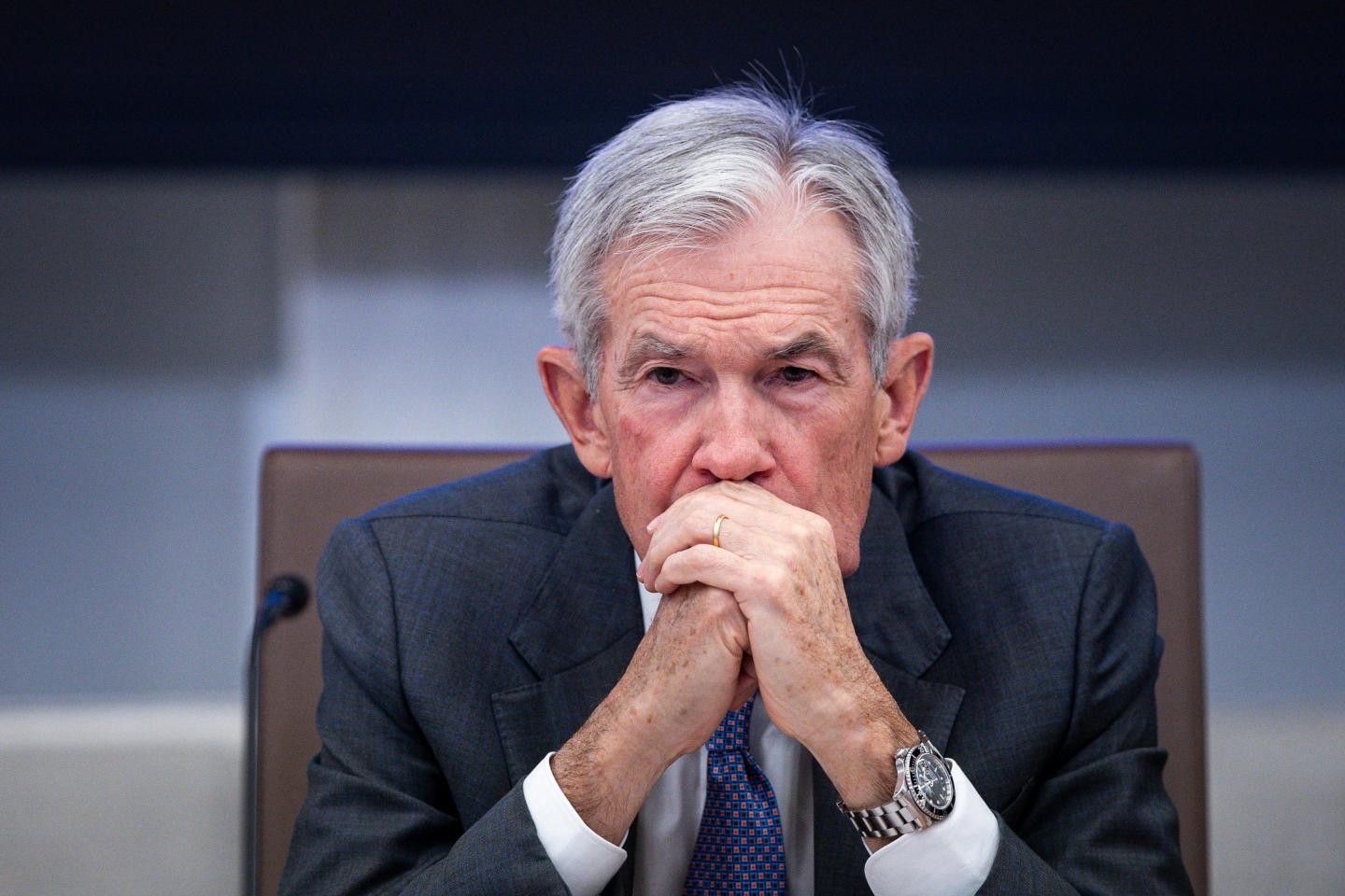 Jerome Powell, chairman of the US Federal Reserve, during the Federal Reserve Board open meeting in Washington, DC, US, on Friday, Oct. 24, 2025.