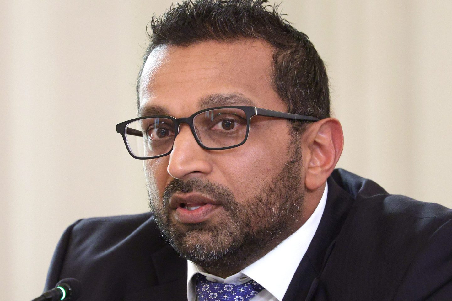 Director of the Federal Bureau of Investigation (FBI) Kash Patel delivers remarks as U.S. President Donald Trump makes an announcement on his Homeland Security Task Force in the State Dinning Room of the White House on October 23, 2025 in Washington, DC.