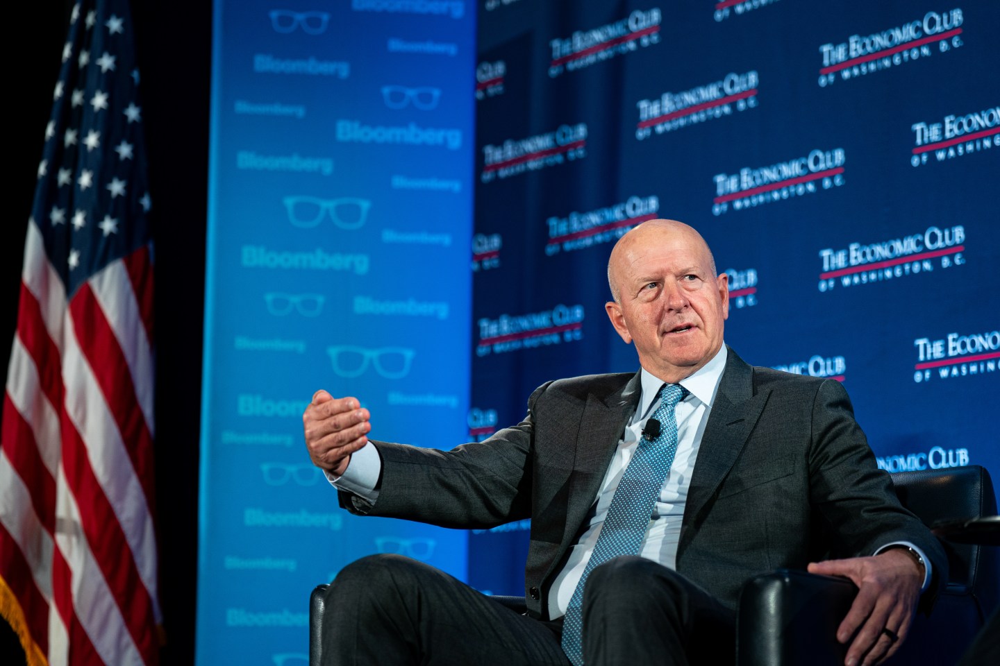 David Solomon, chief executive officer of Goldman Sachs Group Inc., speaks during an Economic Club of Washington event in Washington, DC, US, on Thursday, Oct. 30, 2025.