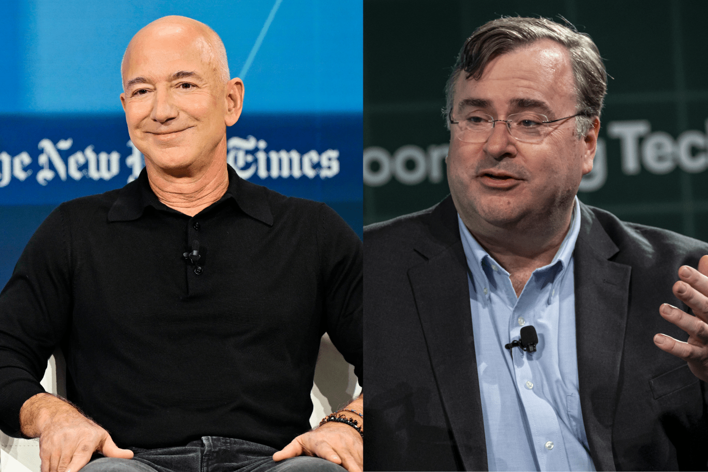Left: Jeff Bezos. Right: Reid Hoffman.