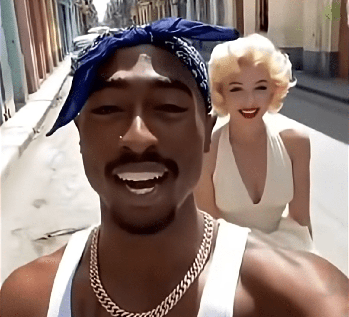 A frame from one of several Sora clips depicting Tupac Shakur in Cuba. (Courtesy So_True_Media_1/OpenAI Sora)