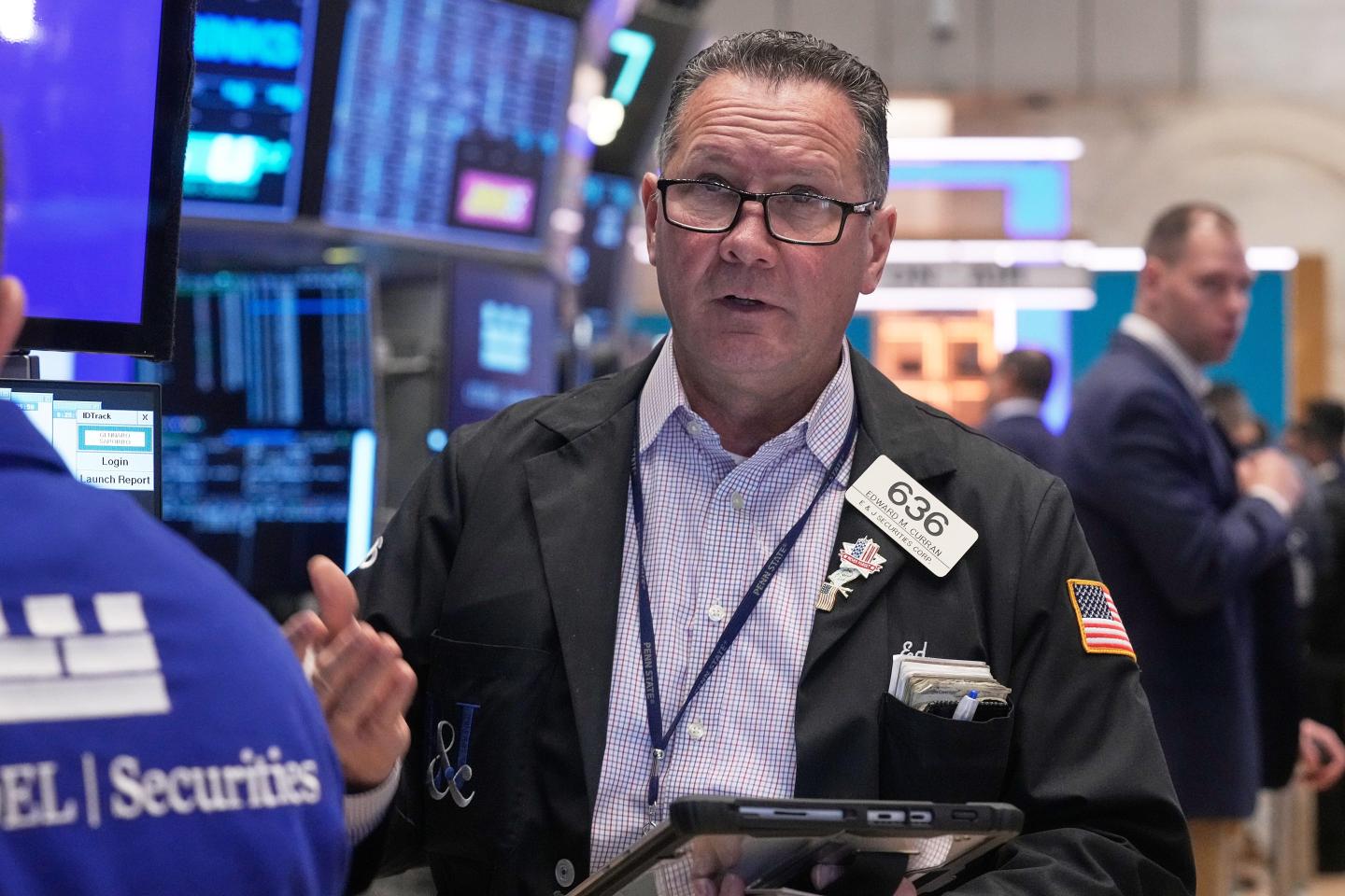 A trader on the floor of the New York Stock Exchange