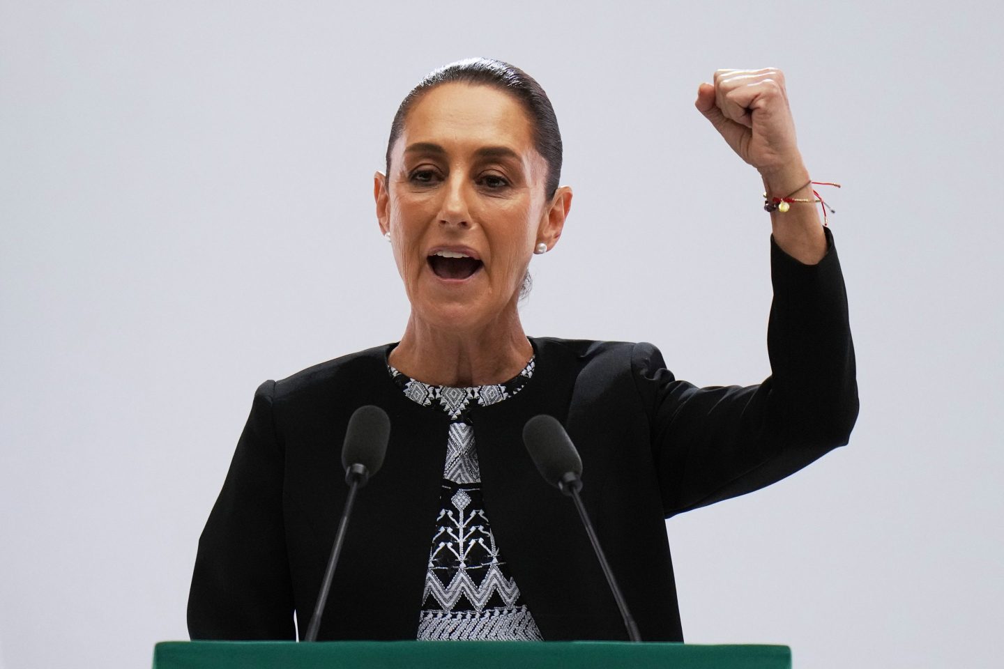 Mexican President Claudia Sheinbaum speaks at her first state-of-the-nation address at the National Palace in Mexico City, Sept. 1, 2025.