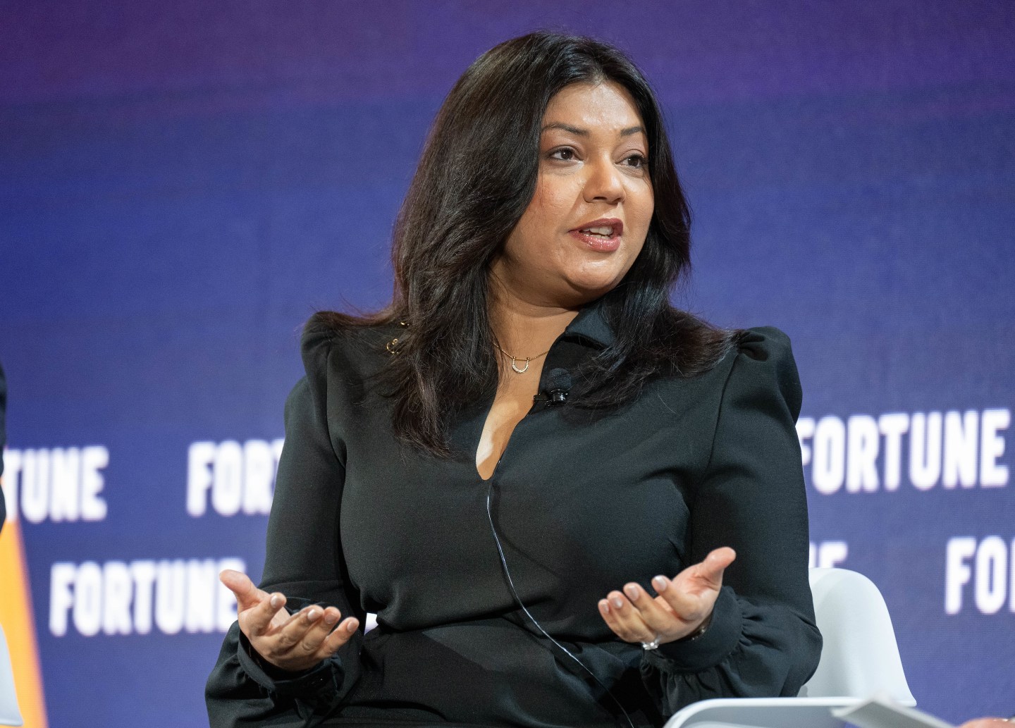 Charu Mahajan, senior partner and VP of IBM Consulting APAC, speaks during a panel session at the Fortune Innovation Forum in Kuala Lumpur, Malaysia, on Nov. 18, 2025.