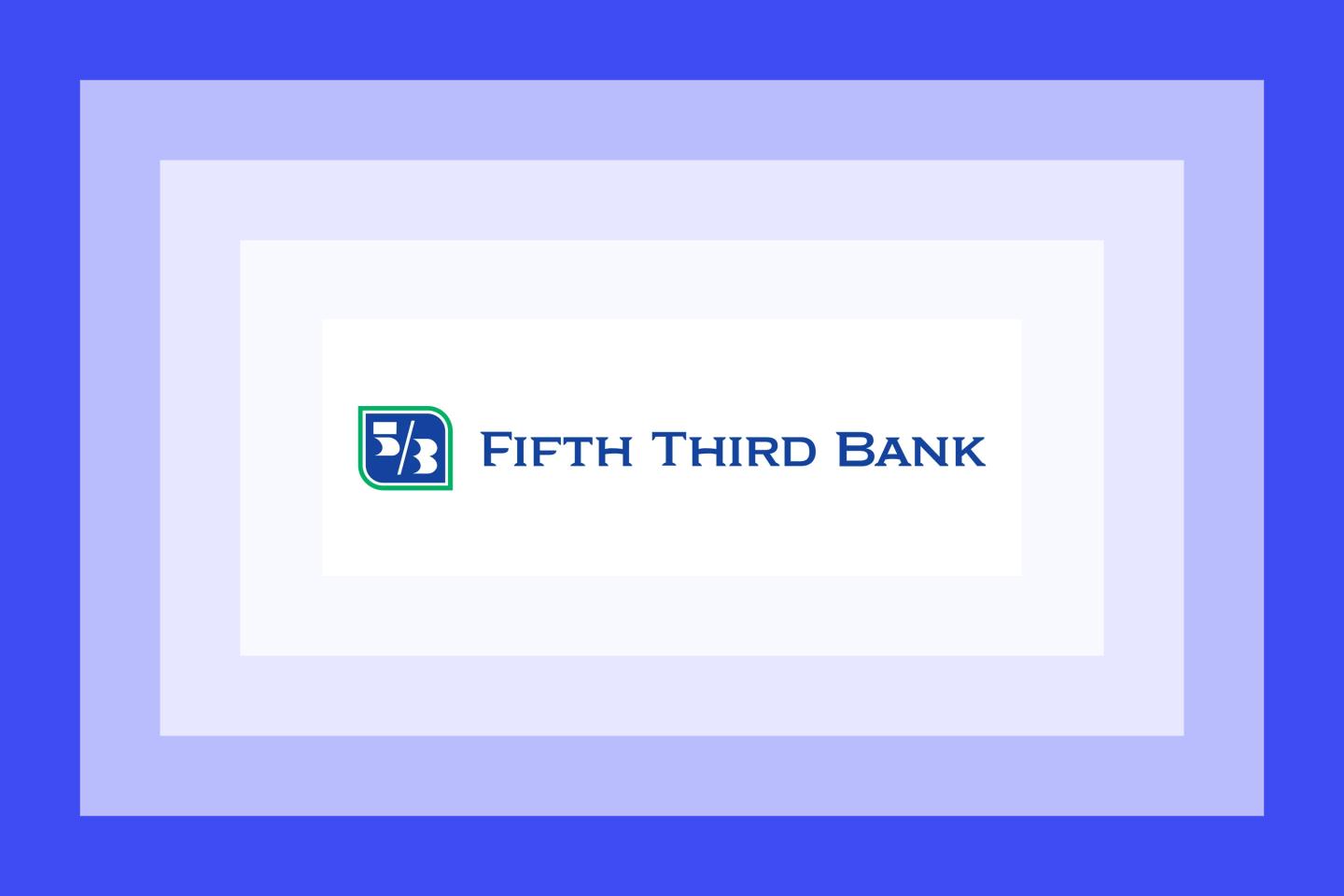 The Fifth Third Bank logo on a blue and purple layered background.