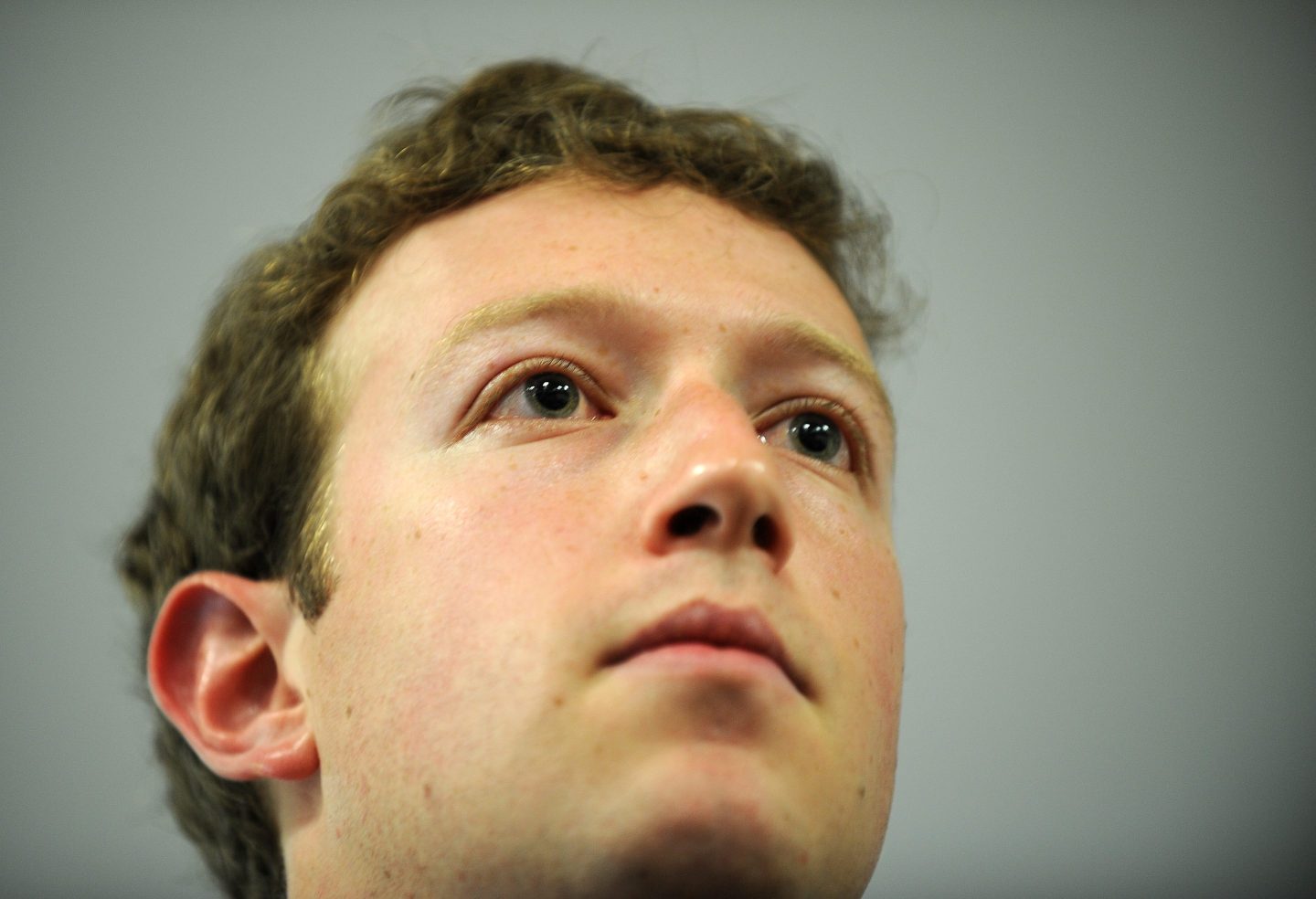 A closeup of Mark Zuckerberg's face