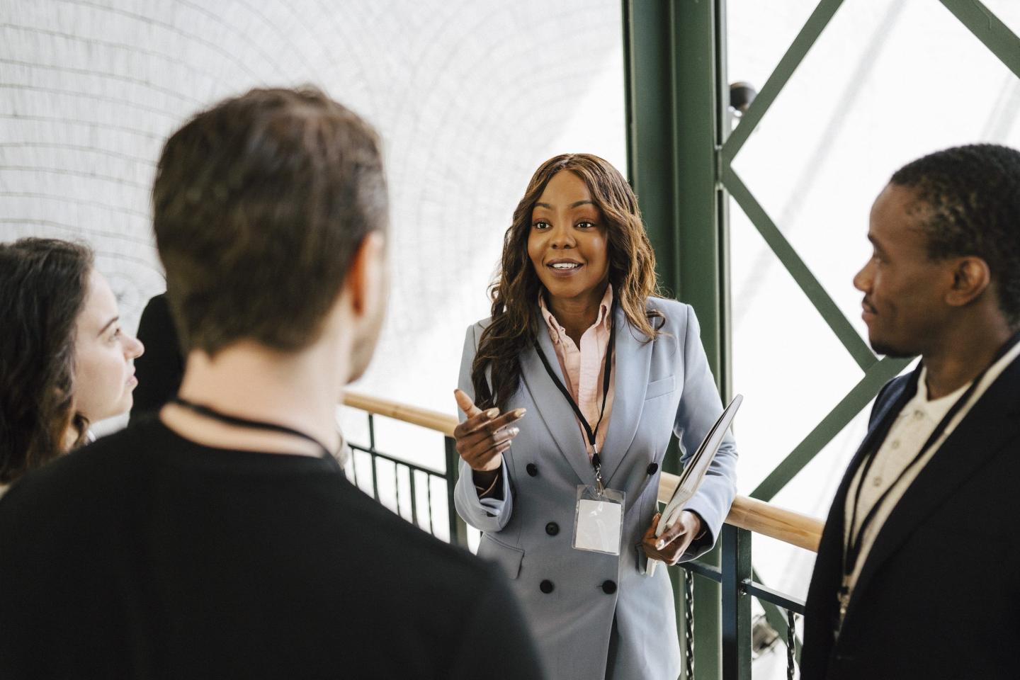 Young woman at networking event