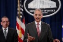 Eric Holder speaks at a press conference