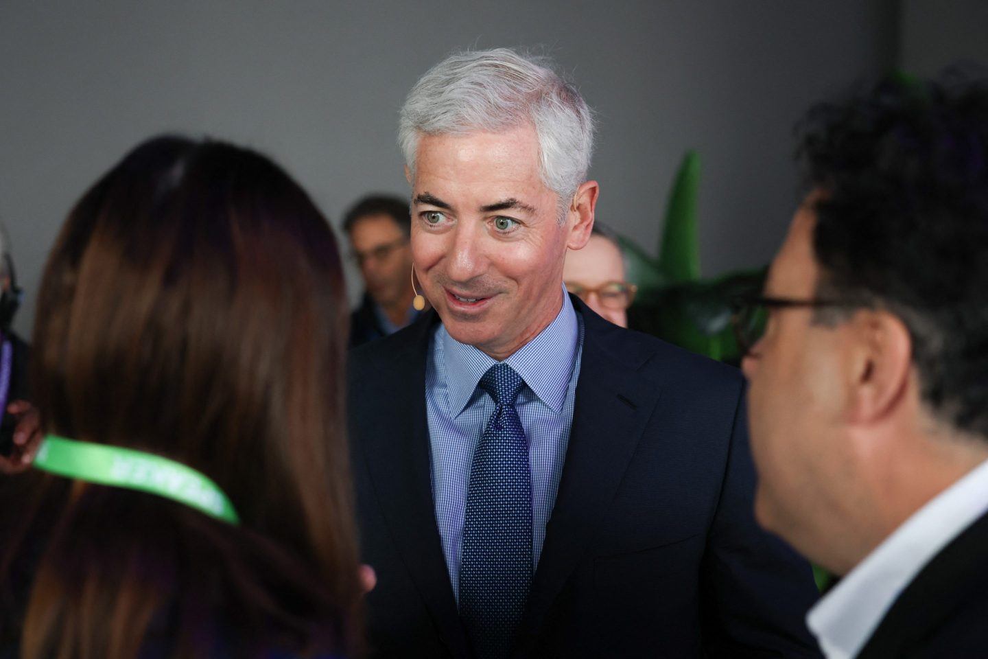 Bill Ackman, Founder and CEO, Pershing Square Capital Management, speaks with attendees during the 28th annual Milken Institute Global Conference at the Beverly Hilton in Beverly Hills, California on May 6, 2025.