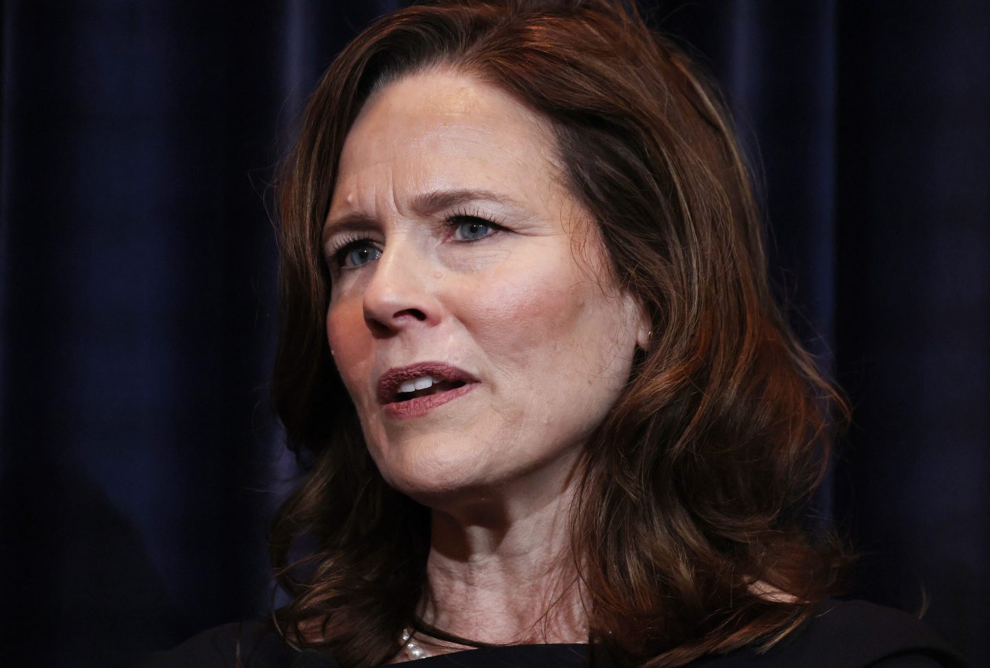 Supreme Court Justice Amy Coney Barrett speaks at the Reagan Library on September 09, 2025 in Simi Valley, California. Barrett discussed and signed copies of her new book, "Listening to the Law: Reflections on the Court and Constitution"
