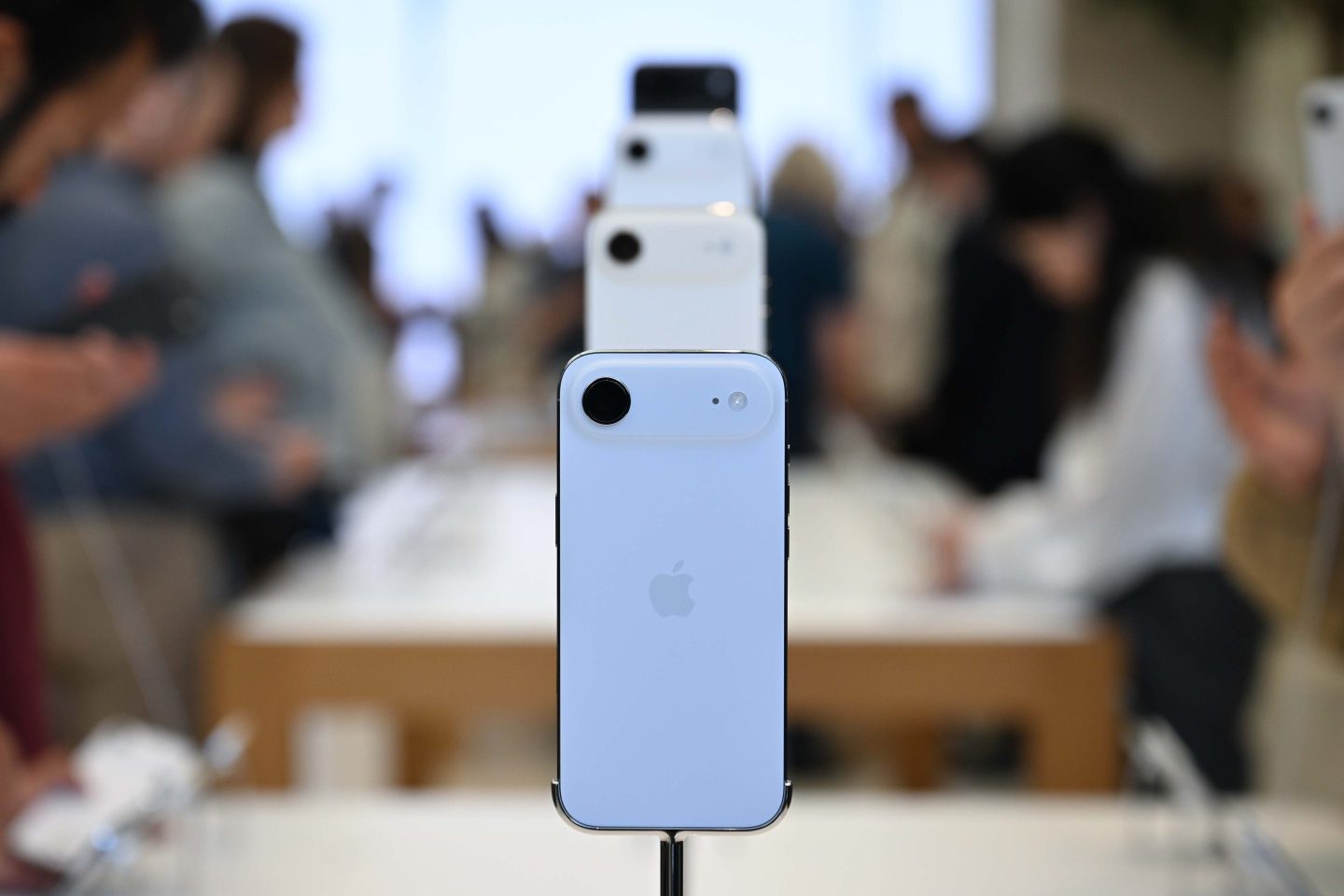 iPhone Air models on display in an Apple Store