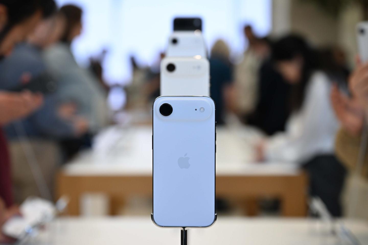 iPhone Air models on display in an Apple Store