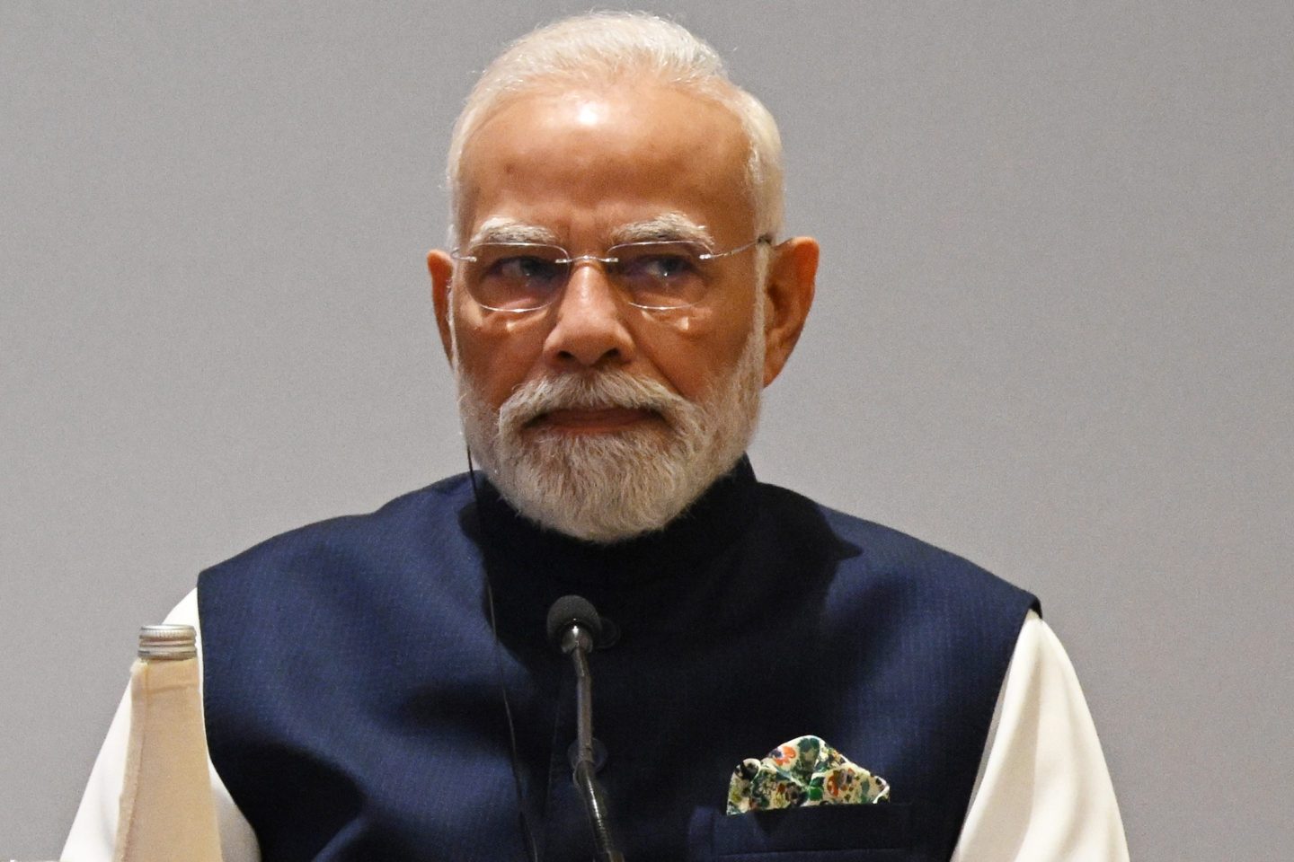 Narendra Modi wearing a blue vest