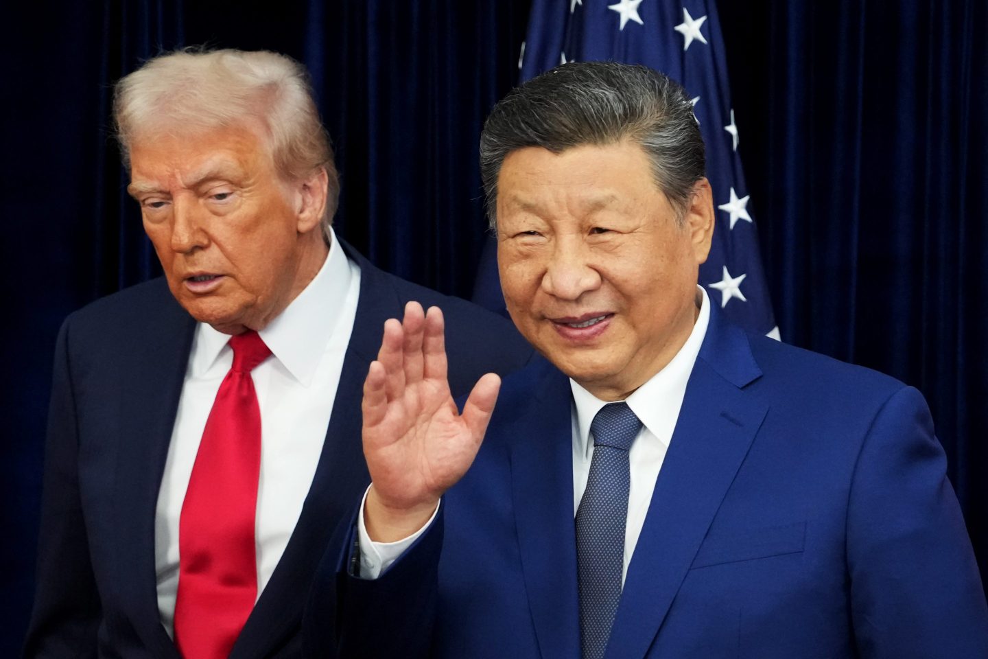 U.S. President Donald Trump and Chinese President Xi Jinping in South Korea on October 30, 2025.
