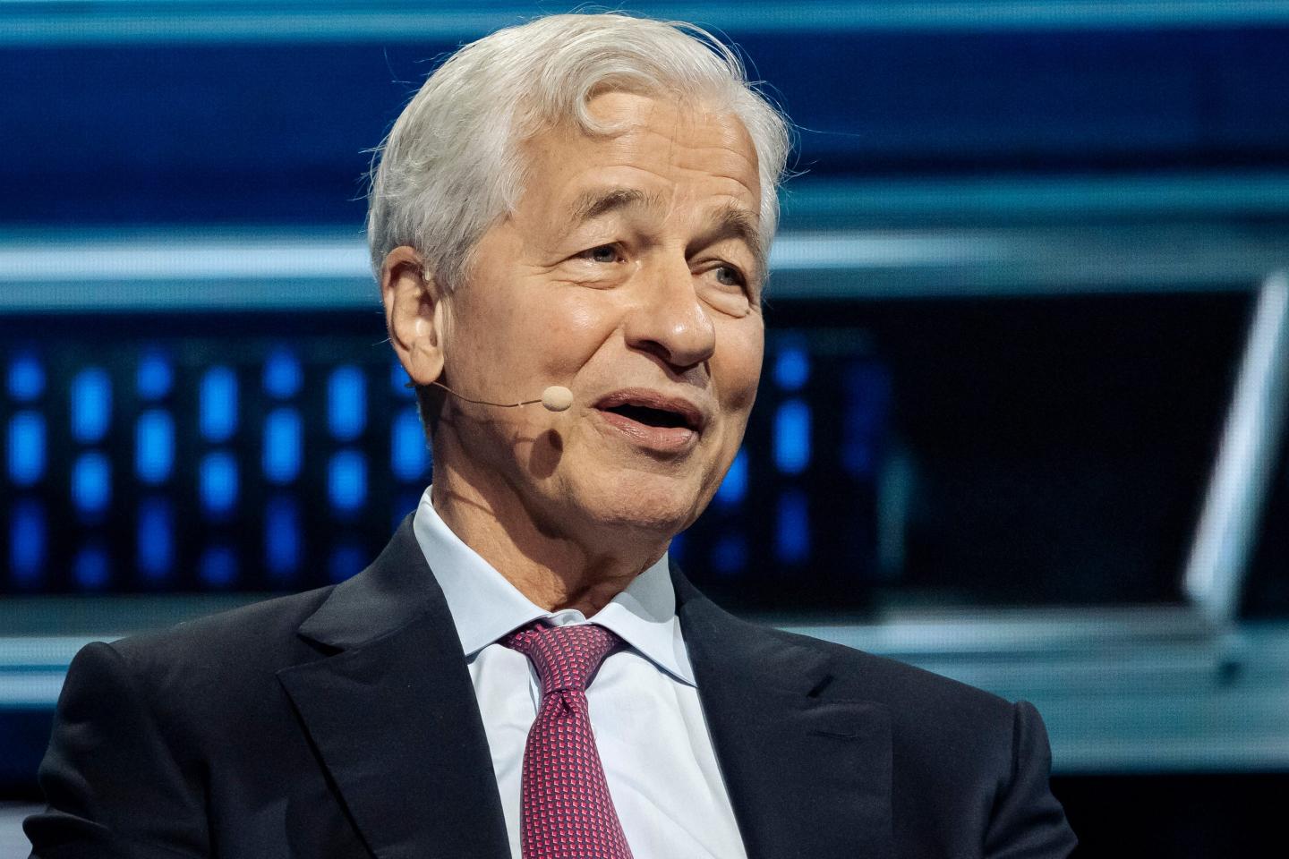 Jamie Dimon, chief executive officer of JPMorgan Chase &amp; Co., speaks during the America Business Forum in Miami, Florida, US, on Thursday, Nov. 6, 2025.