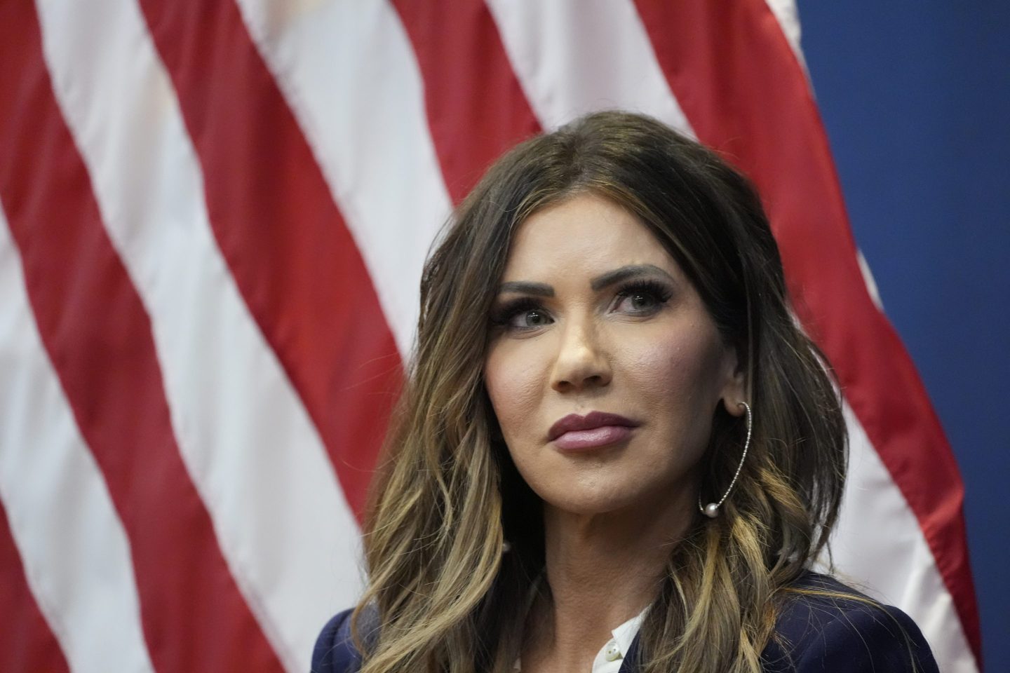 CHARLESTON, SC - NOVEMBER 07: U.S. Homeland Security Secretary Kristi Noem participates in a town hall event at the Citadel on November 7, 2025, in Charleston, South Carolina. (Photo by Alex Brandon-Pool/Getty Images)