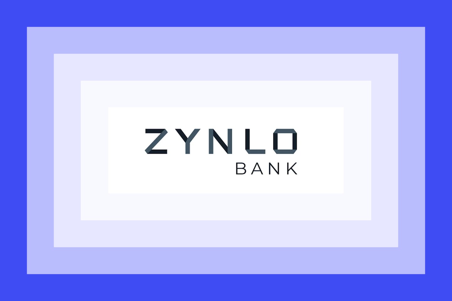 The Zynlo Bank logo on a blue and purple layered frame.