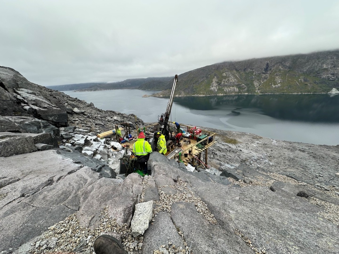 A drill pad is positioned at Critical Metals' Tanbreez Project in Greenland during a drilling campaign.