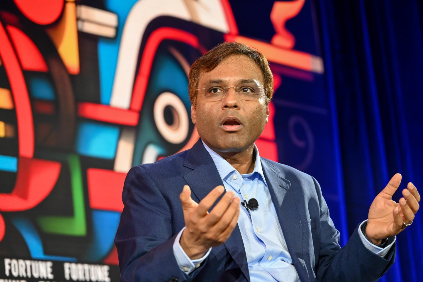 Rohit Prasad, SVP and head scientist of artificial general intelligence at Amazon, speaking at Fortune Brainstorm AI 2024 in San Francisco. (Photo: Stuart Isett/Fortune)