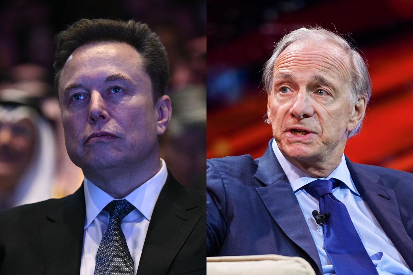 (L - R) Elon Musk, Ray Dalio.