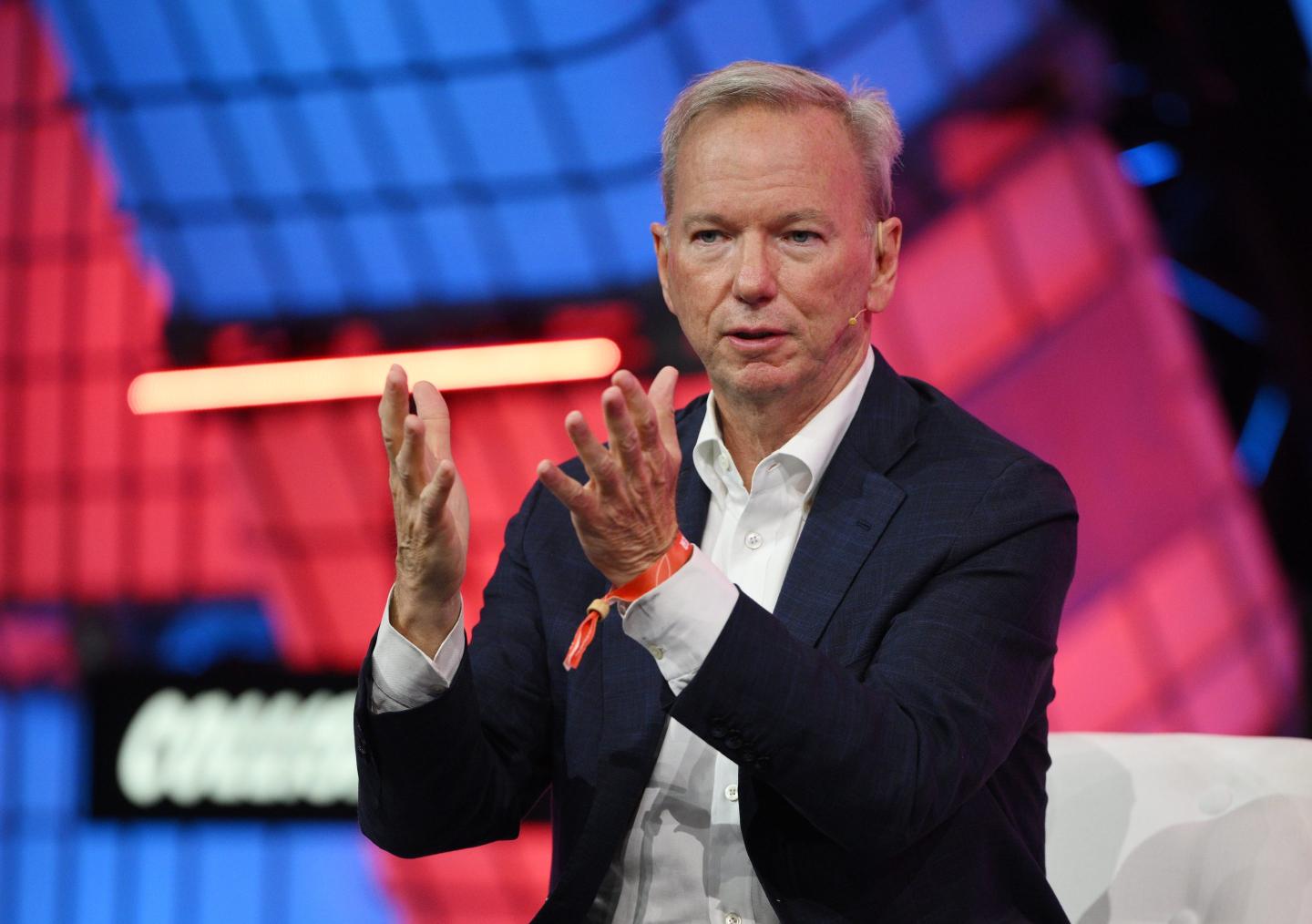 Eric Schmidt, former Google CEO, speaks during the Collision 2022 conference at Enercare Centre in Toronto, Canada.
