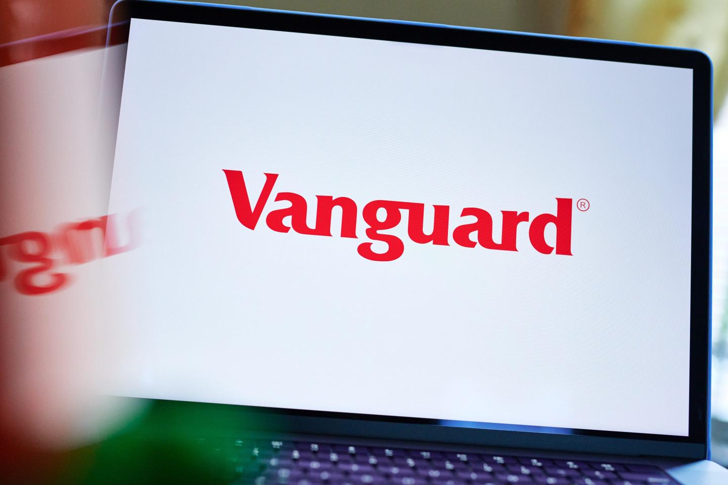 A computer screen with the Vanguard logo on it