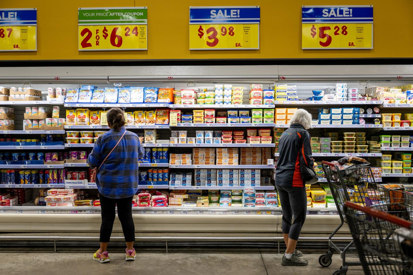 Shoppers in a grocery store