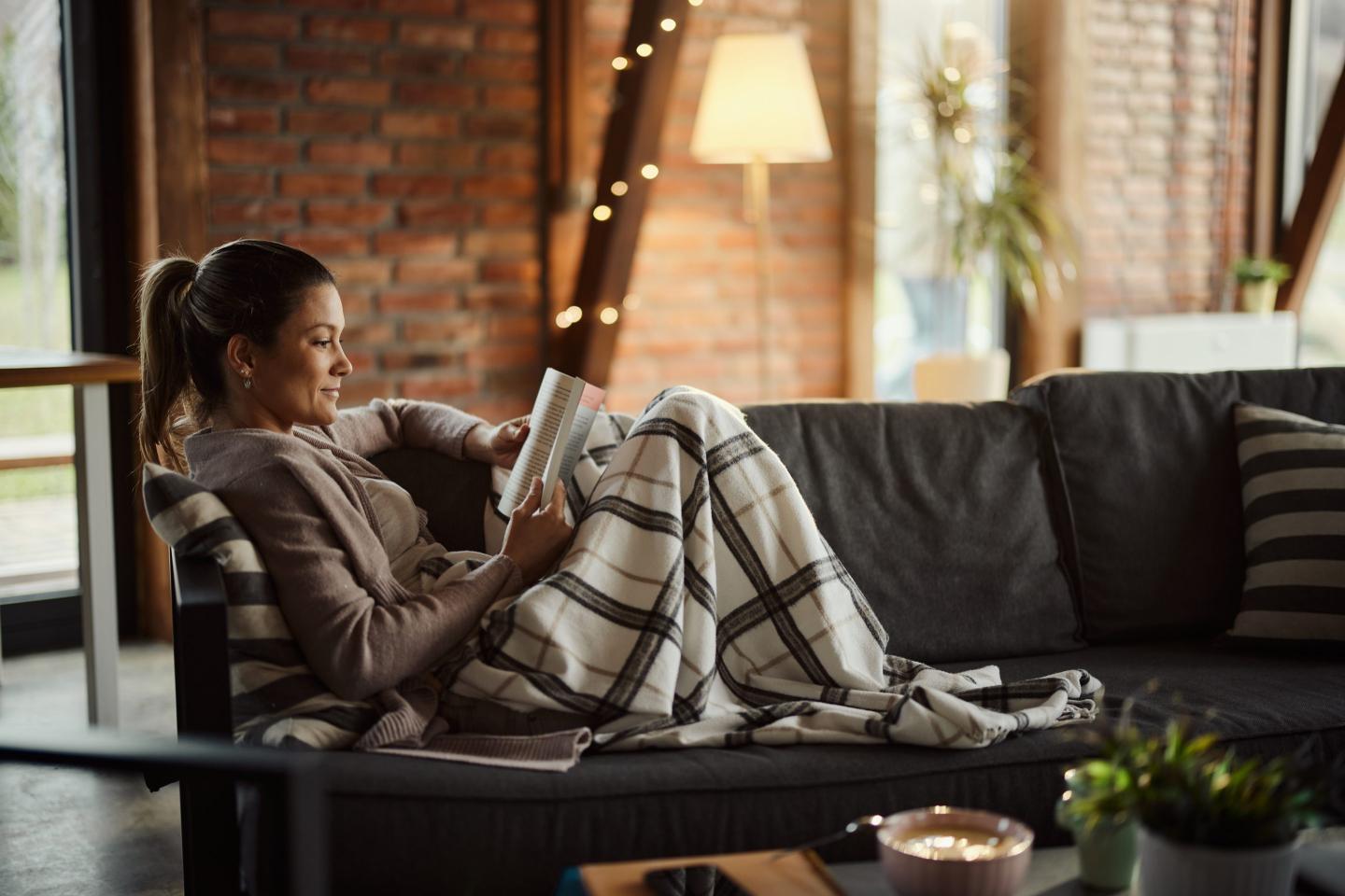 Woman reading at home