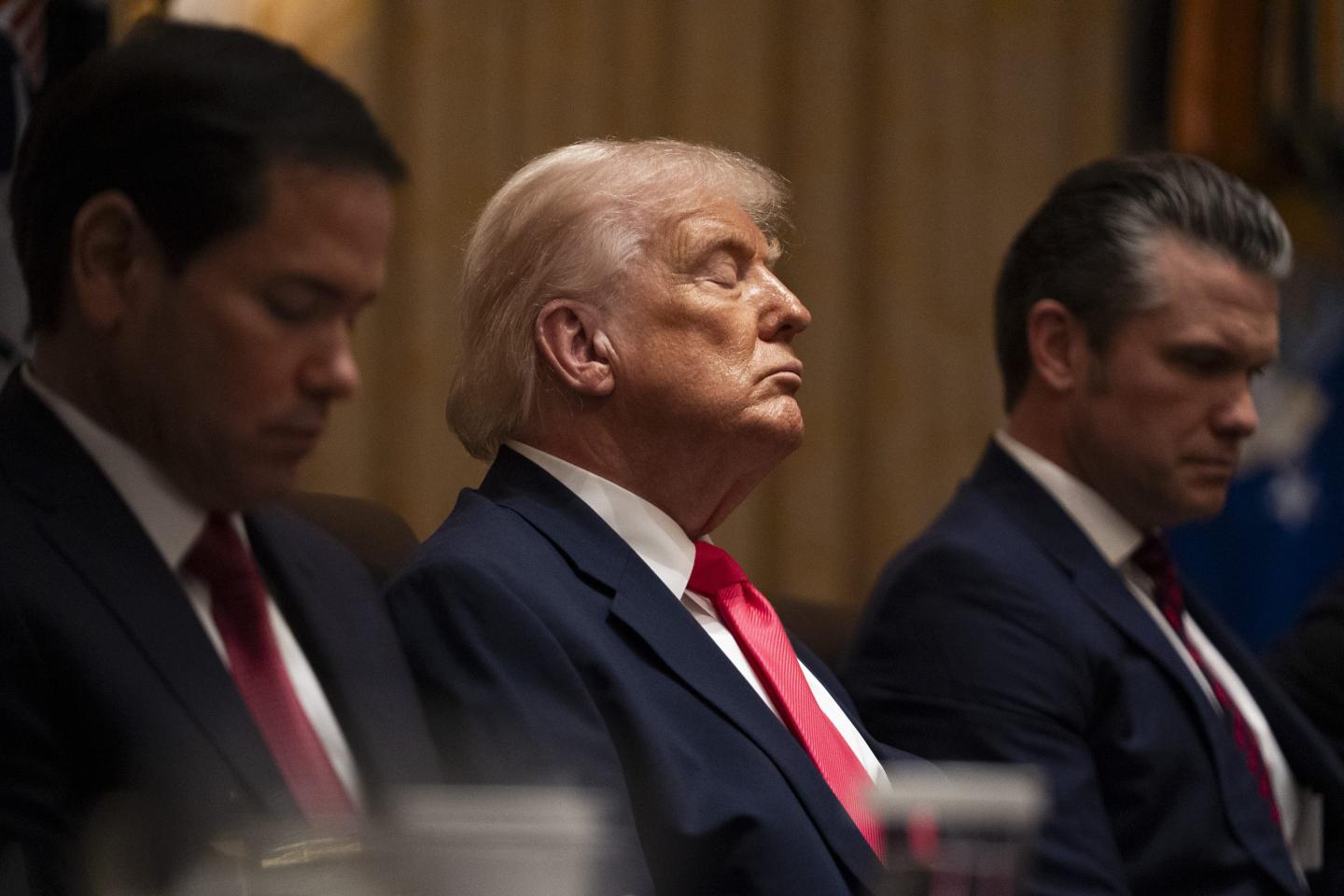 President Donald Trump attends a cabinet meeting at the White House in Washington, DC on December 2, 2025.