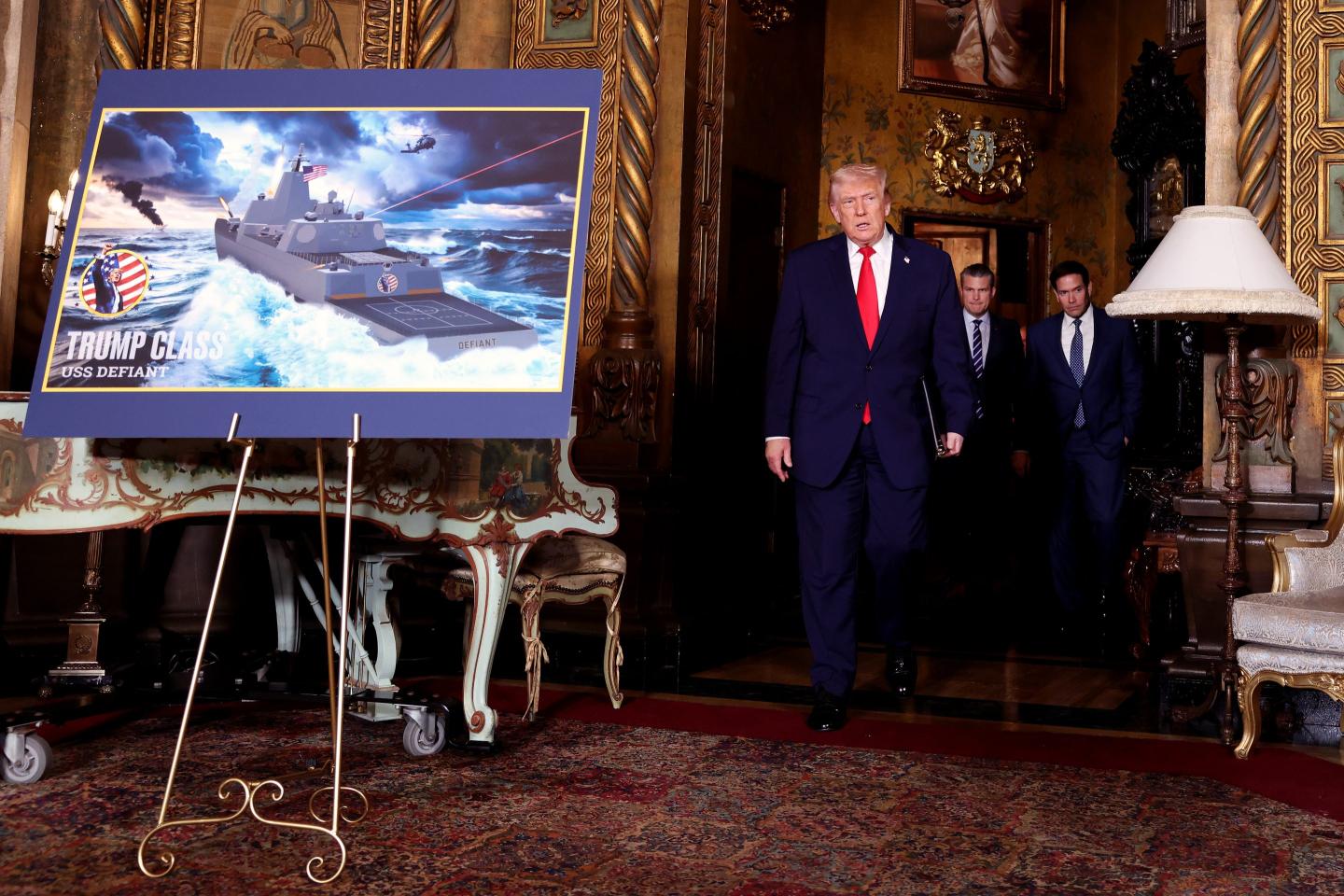 Trump unveils warship named after himself in shipbuilding push