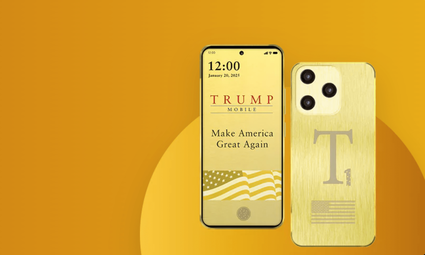 Trump Mobile's T1 smartphone, a gold-plated Android phone