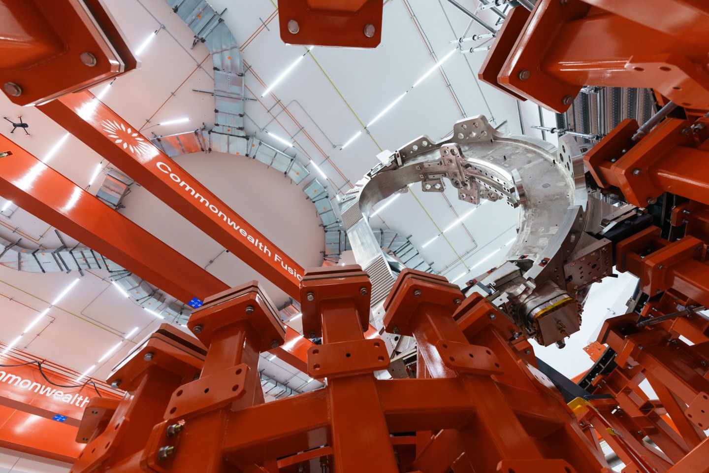  The TF1 magnet, a key component of the SPARC fusion demonstration machine, was recently installed in Tokamak Hall at Commonwealth Fusion Systems in Devens, Mass.
