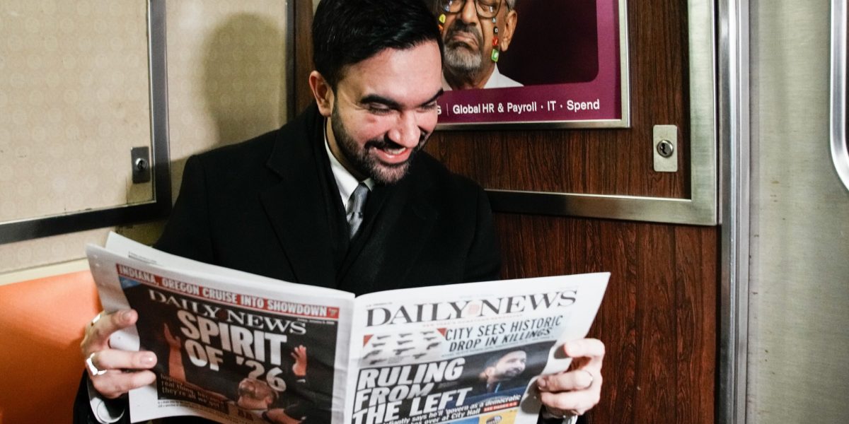 French tourists didn’t believe the young guy on the subway was New York City’s new mayor, so he held up the newspaper to prove it French tourists didn’t believe the young guy on the subway was New York City’s new mayor, so he held up the newspaper to prove it