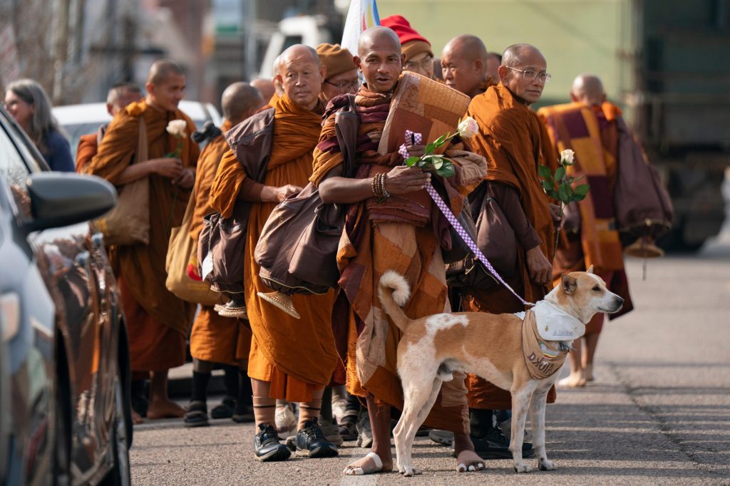 Buddhist monks are walking barefoot from Texas to DC with their dog ...