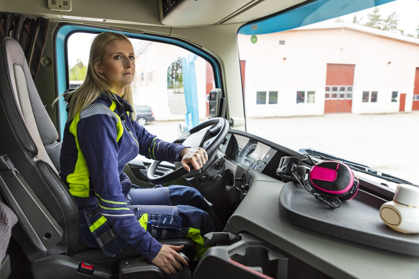 Woman driving truck