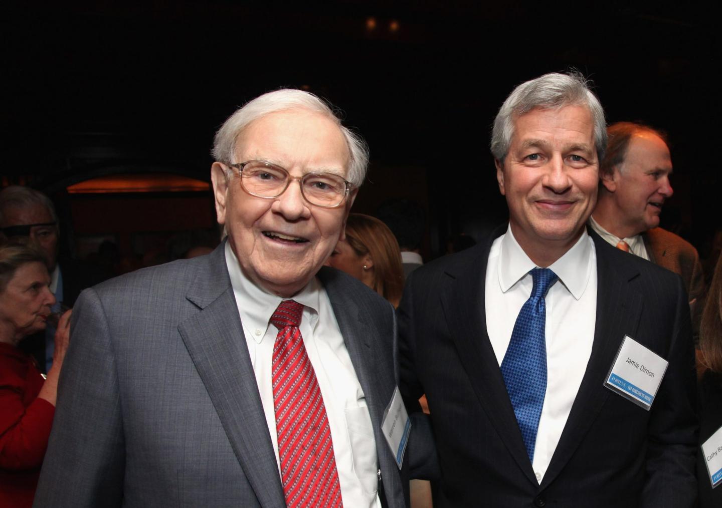 Warren Buffett, Jamie Dimon and Cathy Baron-Tamraz attend A Book Party For Tap Dancing To Work: Warren Buffett On Practically Everything, 1966-2012 By Carol Loomis at The Lambs Club on November 26, 2012 in New York City.