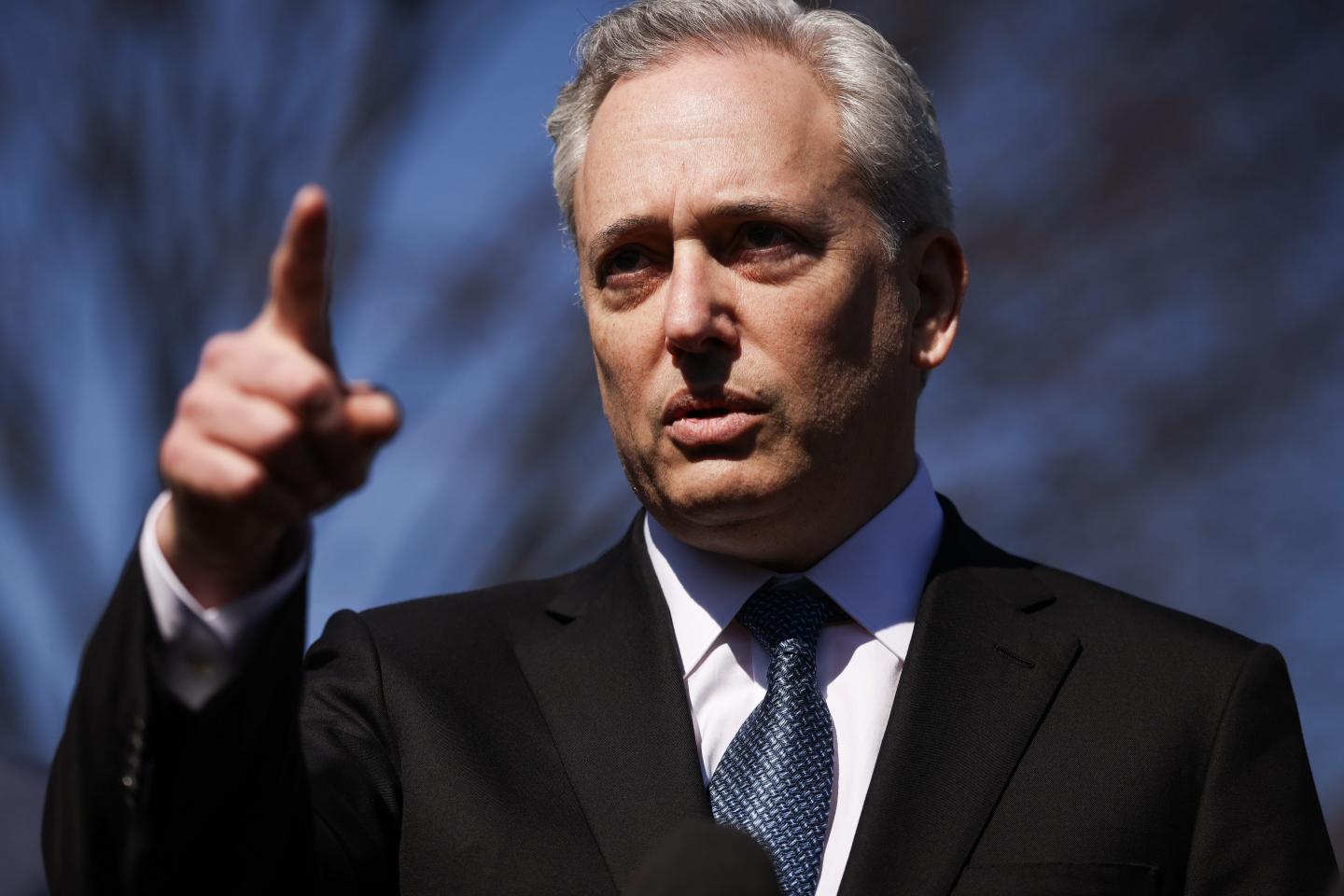 David Sacks gestures during a speech outside the White House